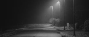 Preview wallpaper road, lights, street, dark, bw, night