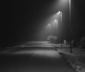 Preview wallpaper road, lights, street, dark, bw, night