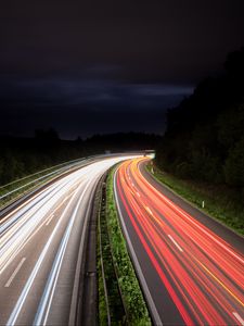 Preview wallpaper road, lights, turn, lighting, night