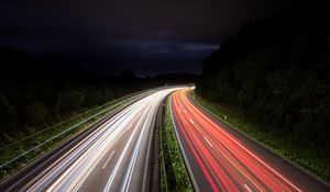 Preview wallpaper road, lights, turn, lighting, night