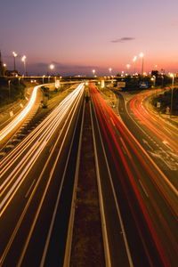 Preview wallpaper road, lines, long exposure, glow, distance