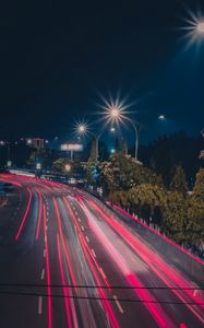 Preview wallpaper road, lines, long exposure, glow, marking