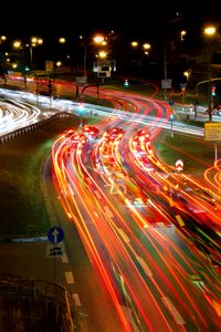 Preview wallpaper road, long exposure, cars, neon, night