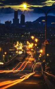 Preview wallpaper road, long exposure, freezelight