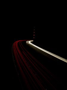 Preview wallpaper road, long exposure, glow, black