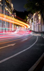 Preview wallpaper road, long exposure, glow, street