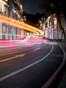 Preview wallpaper road, long exposure, glow, street