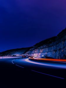 Preview wallpaper road, long exposure, glow, night