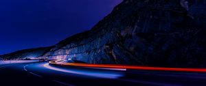 Preview wallpaper road, long exposure, glow, night