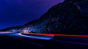 Preview wallpaper road, long exposure, glow, night