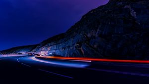 Preview wallpaper road, long exposure, glow, night