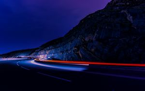 Preview wallpaper road, long exposure, glow, night