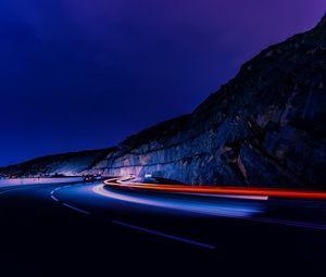 Preview wallpaper road, long exposure, glow, night