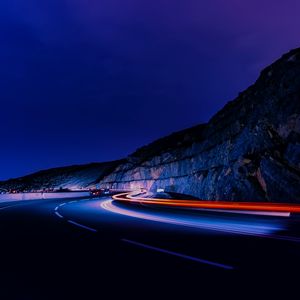 Preview wallpaper road, long exposure, glow, night