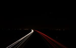 Preview wallpaper road, long exposure, glow, line, night