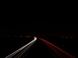 Preview wallpaper road, long exposure, glow, line, night