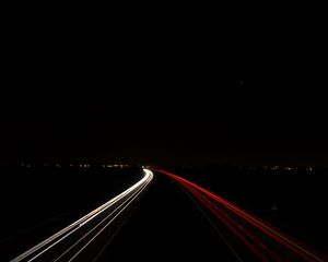 Preview wallpaper road, long exposure, glow, line, night