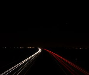 Preview wallpaper road, long exposure, glow, line, night