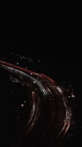 Preview wallpaper road, long exposure, neon, dark, night