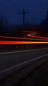 Preview wallpaper road, long exposure, neon, line, glow