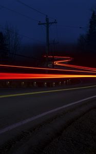 Preview wallpaper road, long exposure, neon, line, glow