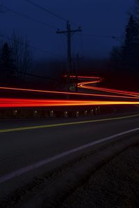 Preview wallpaper road, long exposure, neon, line, glow