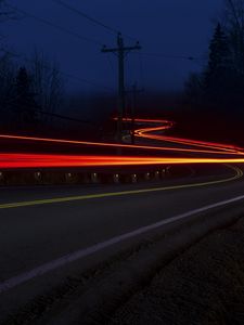 Preview wallpaper road, long exposure, neon, line, glow