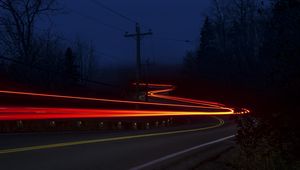 Preview wallpaper road, long exposure, neon, line, glow