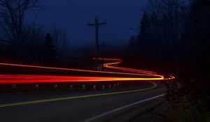 Preview wallpaper road, long exposure, neon, line, glow