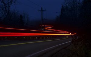 Preview wallpaper road, long exposure, neon, line, glow