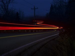 Preview wallpaper road, long exposure, neon, line, glow