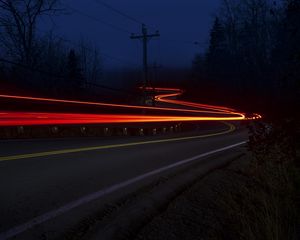 Preview wallpaper road, long exposure, neon, line, glow