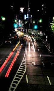 Preview wallpaper road, long exposure, night, city