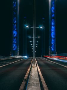 Preview wallpaper road, long exposure, night, marking, light