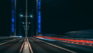 Preview wallpaper road, long exposure, night, marking, light