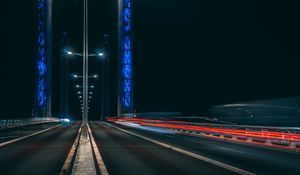 Preview wallpaper road, long exposure, night, marking, light