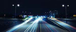 Preview wallpaper road, long exposure, night, glow, lights