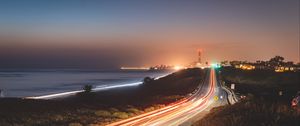 Preview wallpaper road, long exposure, night city, night