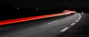 Preview wallpaper road, long exposure, turn, asphalt, night