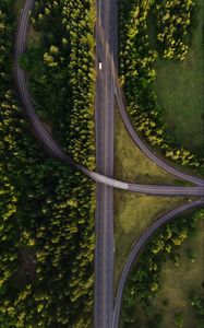 Preview wallpaper road, marking, aerial view, trees, forest