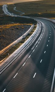 Preview wallpaper road, marking, asphalt, sunset