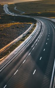 Preview wallpaper road, marking, asphalt, sunset