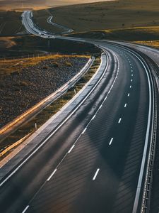 Preview wallpaper road, marking, asphalt, sunset