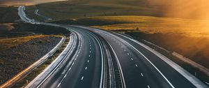 Preview wallpaper road, marking, asphalt, sunset