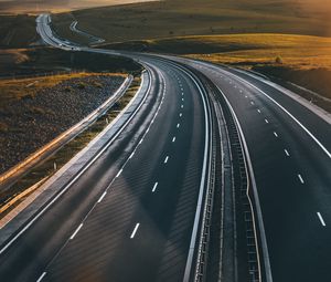 Preview wallpaper road, marking, asphalt, sunset