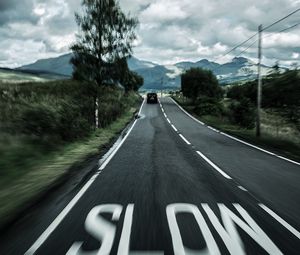 Preview wallpaper road, marking, asphalt, speed, blur