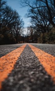 Preview wallpaper road, marking, asphalt, distance, trees