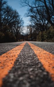 Preview wallpaper road, marking, asphalt, distance, trees