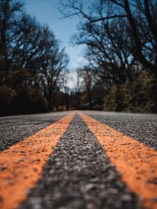 Preview wallpaper road, marking, asphalt, distance, trees