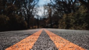 Preview wallpaper road, marking, asphalt, distance, trees